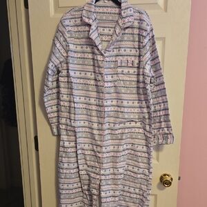Women's Striped Flannel Nightgown in Pink and Blue